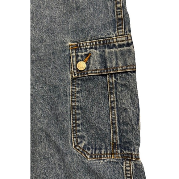 Y2K Shabby Chic REVOLT Clothing Co.Denim Maxi Skirt 11/12 Cargo Pockets BAGGY - Picture 2 of 5